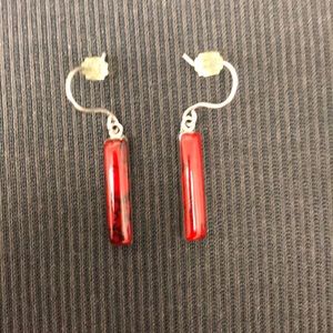 Sterling Silver and Jasper earrings (3/4” long)